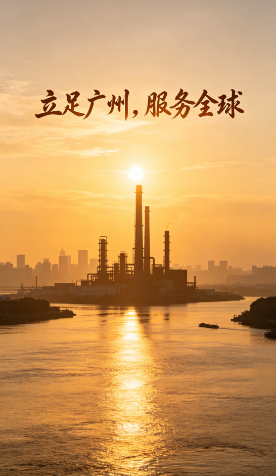 广州健水石油化工有限公司企业宣传 Banner，主题 “立足广州，服务全球”